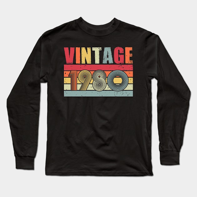 Vintage 1980 Long Sleeve T-Shirt by CardRingDesign